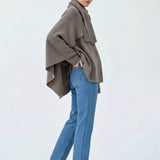 Velira Iris | Cowl Neck Cape Coat for Women Iris | Moteriškas Cape Paltas su Kaklo Apykakle