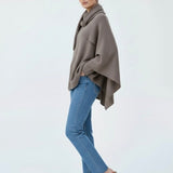 Velira Iris | Cowl Neck Cape Coat for Women Iris | Moteriškas Cape Paltas su Kaklo Apykakle
