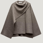 Velira Iris | Cowl Neck Cape Coat for Women Minkšta pilka / S Iris | Moteriškas Cape Paltas su Kaklo Apykakle