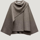 Velira Iris | Cowl Neck Cape Coat for Women Minkšta pilka / S Iris | Moteriškas Cape Paltas su Kaklo Apykakle