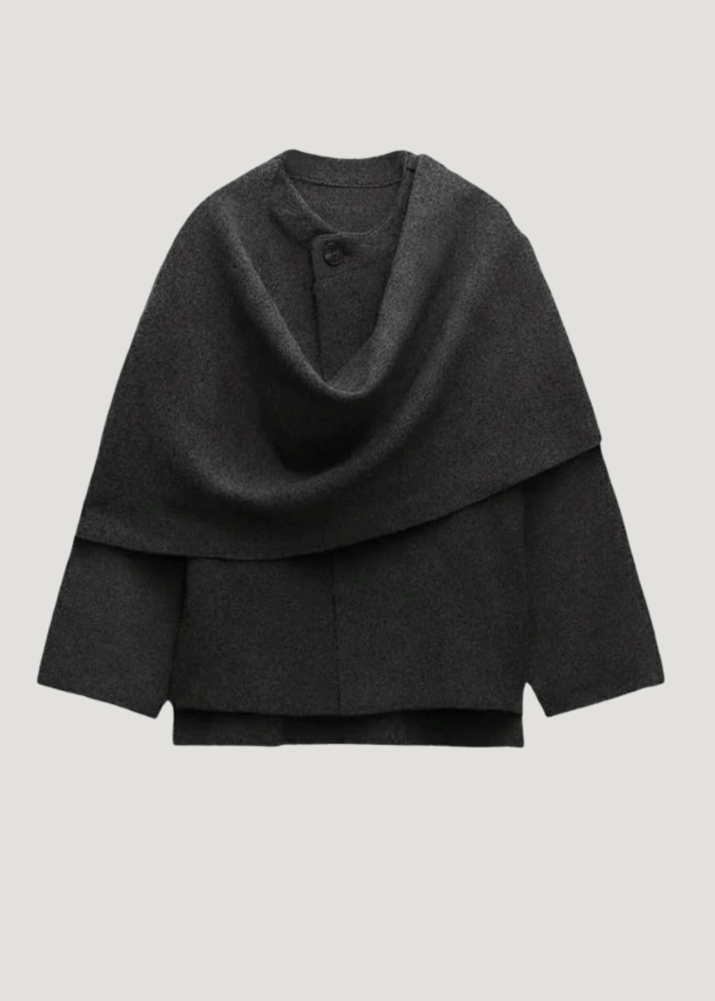 Velira Iris | Cowl Neck Cape Coat for Women Tamsiai pilka / S Iris | Moteriškas Cape Paltas su Kaklo Apykakle