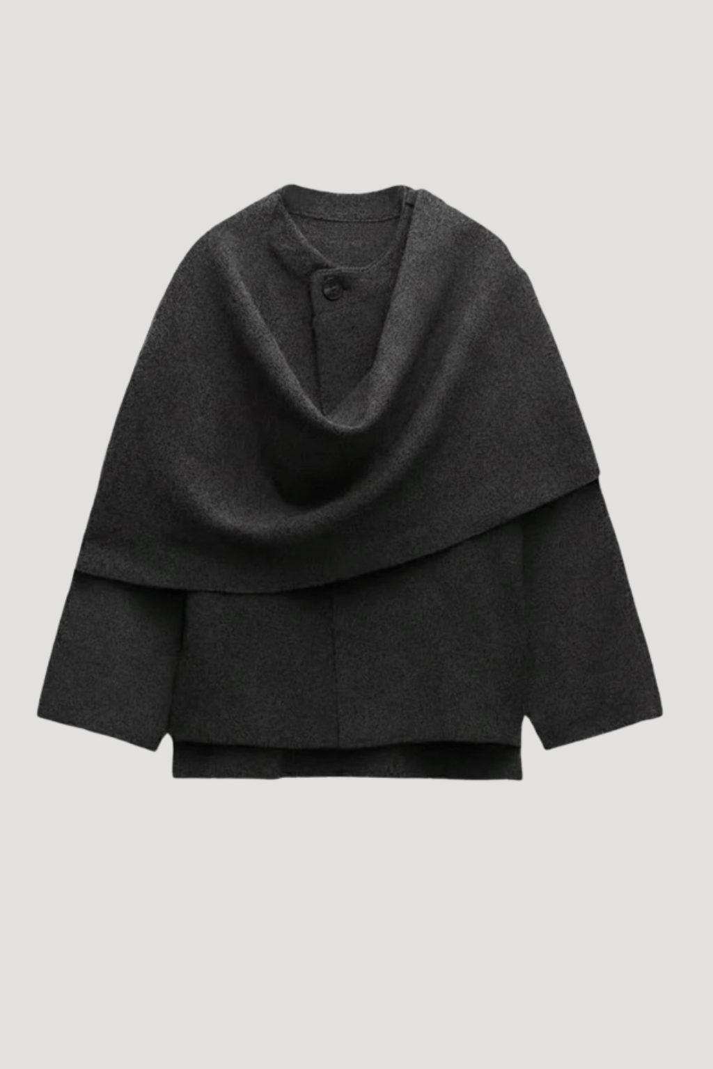 Velira Iris | Cowl Neck Cape Coat for Women Tamsiai pilka / S Iris | Moteriškas Cape Paltas su Kaklo Apykakle