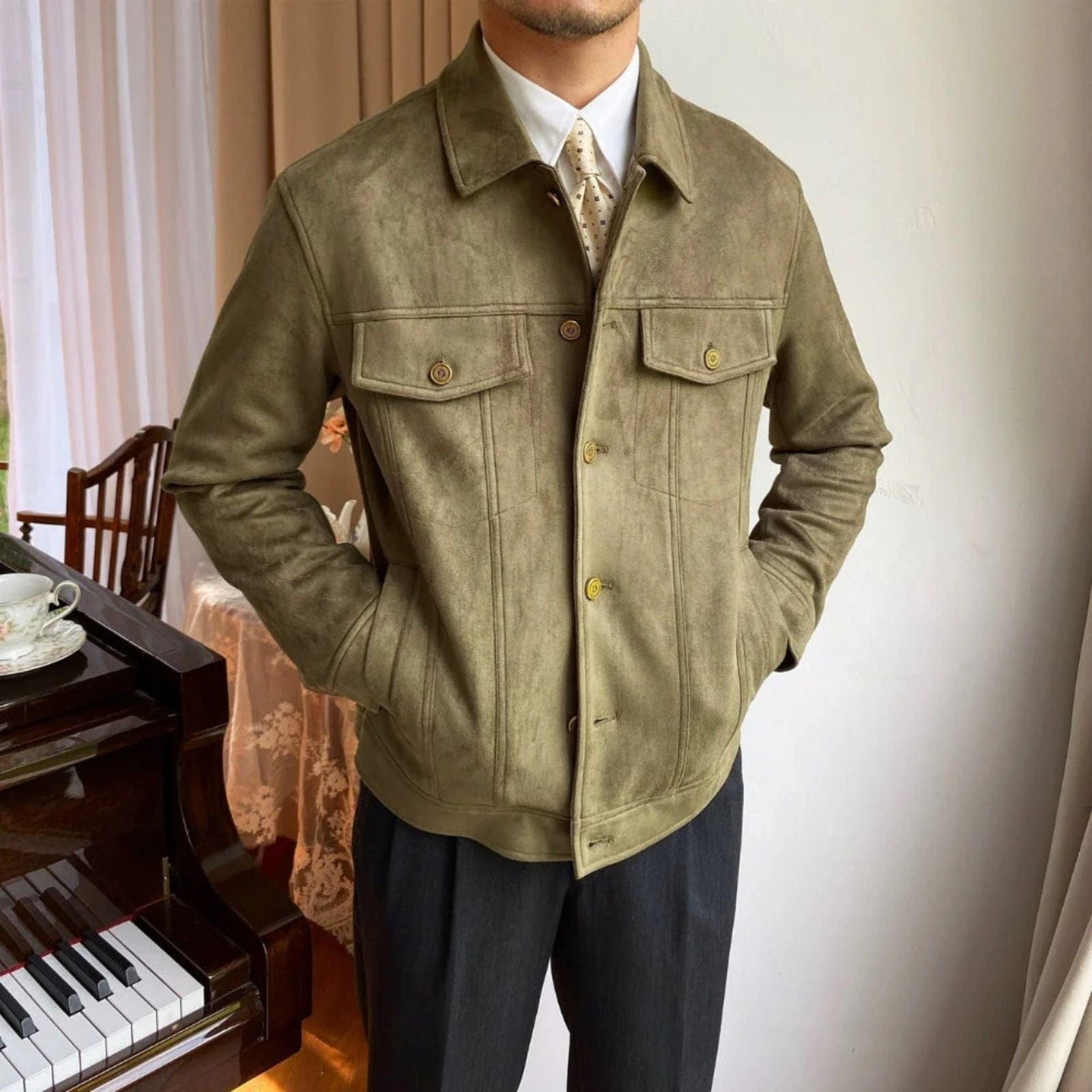Velira Jackets & Overcoats Kortinos Suede Apykaklės Švarkas