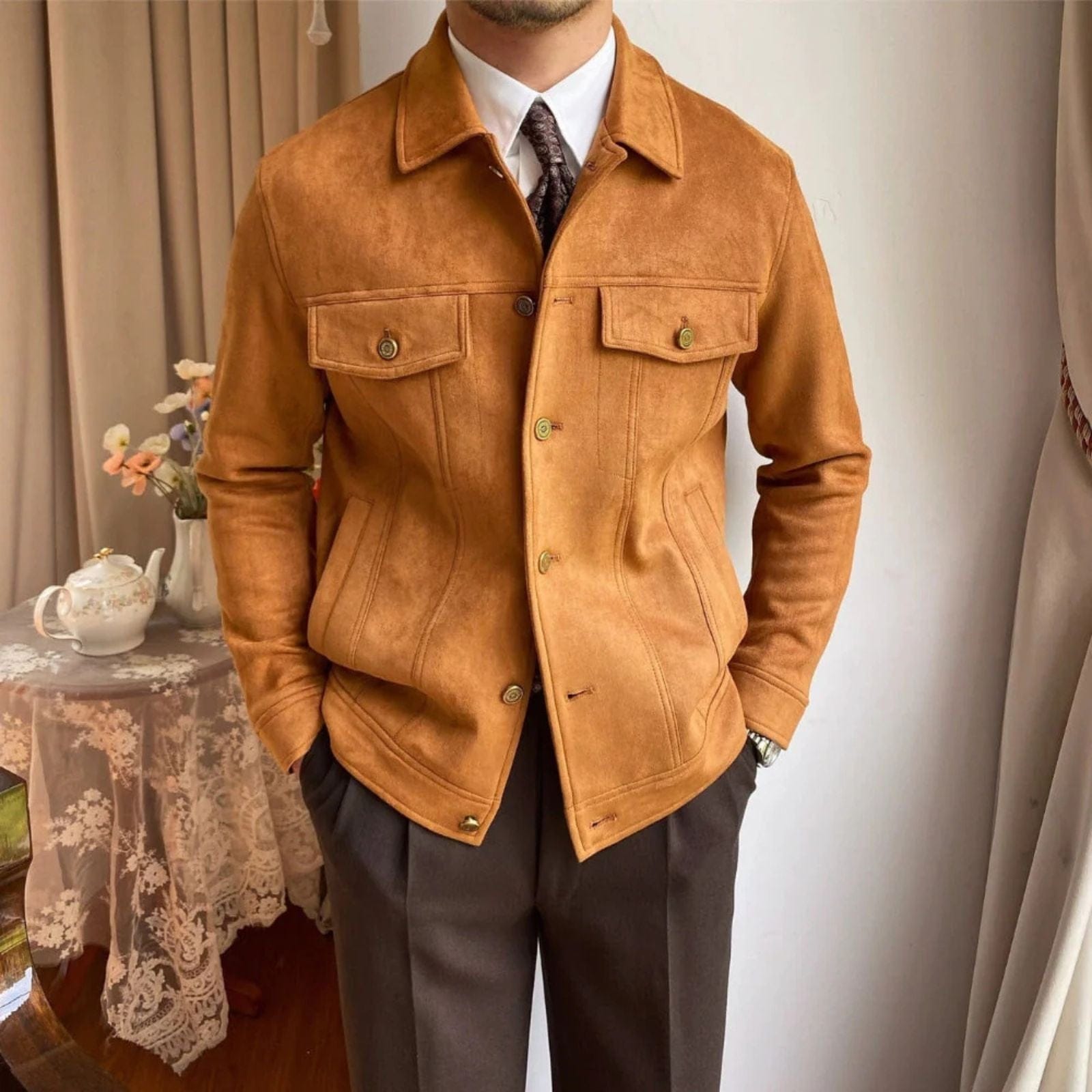 Velira Jackets & Overcoats Kortinos Suede Apykaklės Švarkas