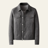 Velira Jackets & Overcoats Pilka / M Vienos Vienos Stretch Suede Lapelekas