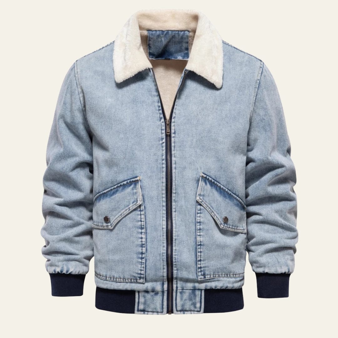 Velira Jackets & Overcoats Šviesiai mėlyna / S Aspen avių kailio apykaklės džinsinis švarkas