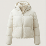 Velira Joane | Hooded Short Puffer Jacket with Plush Lining Balta / XS Joane | Trumpa pūkinė striukė su gobtuvu ir pūkine pamušalu