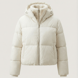 Velira Joane | Hooded Short Puffer Jacket with Plush Lining Balta / XS Joane | Trumpa pūkinė striukė su gobtuvu ir pūkine pamušalu