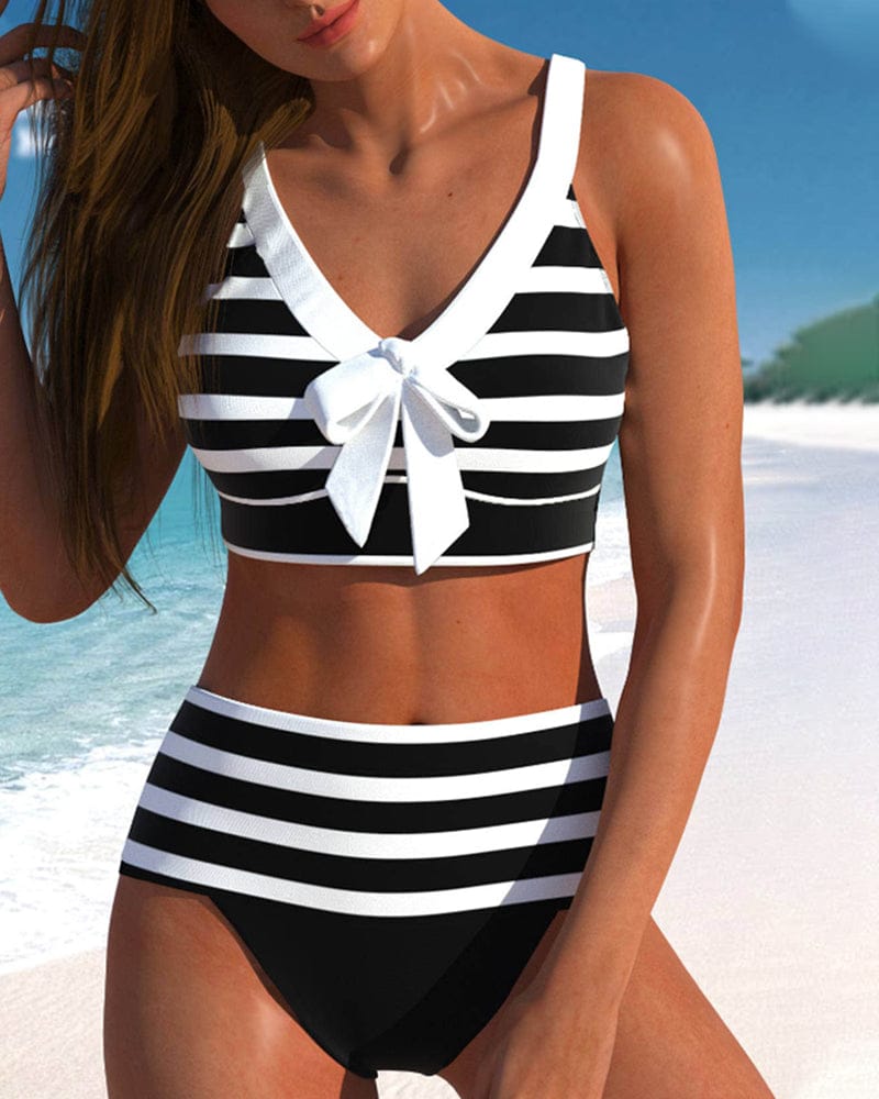 Velira Juoda / S Martina™ | Aukšto liemens juostuotas bikinis