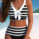 Velira Juoda / S Martina™ | Aukšto liemens juostuotas bikinis