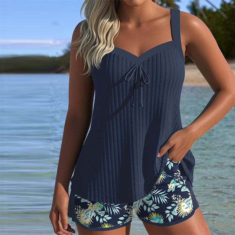 Velira Jūrinė mėlyna / XS Rocío™ | Juostuotas tankinis su dviem dalimis