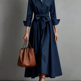 Velira Jūros mėlyna / XS Marise™ | Elegantiška Maxi Suknelė su Lankeliu