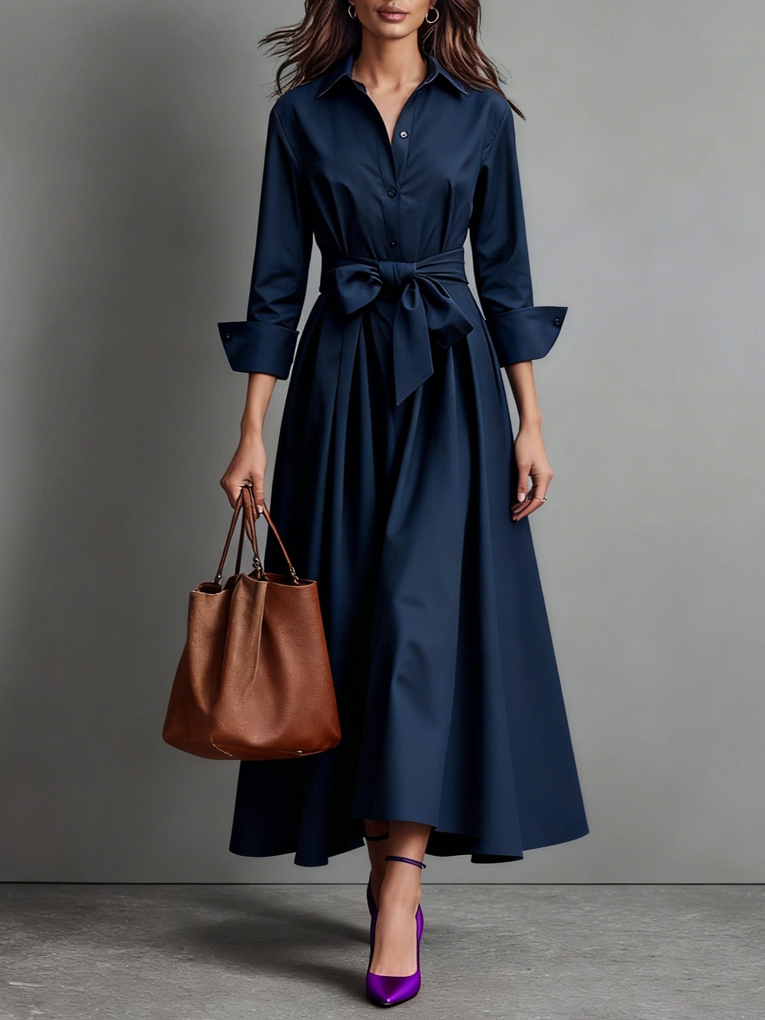 Velira Jūros mėlyna / XS Marise™ | Elegantiška Maxi Suknelė su Lankeliu