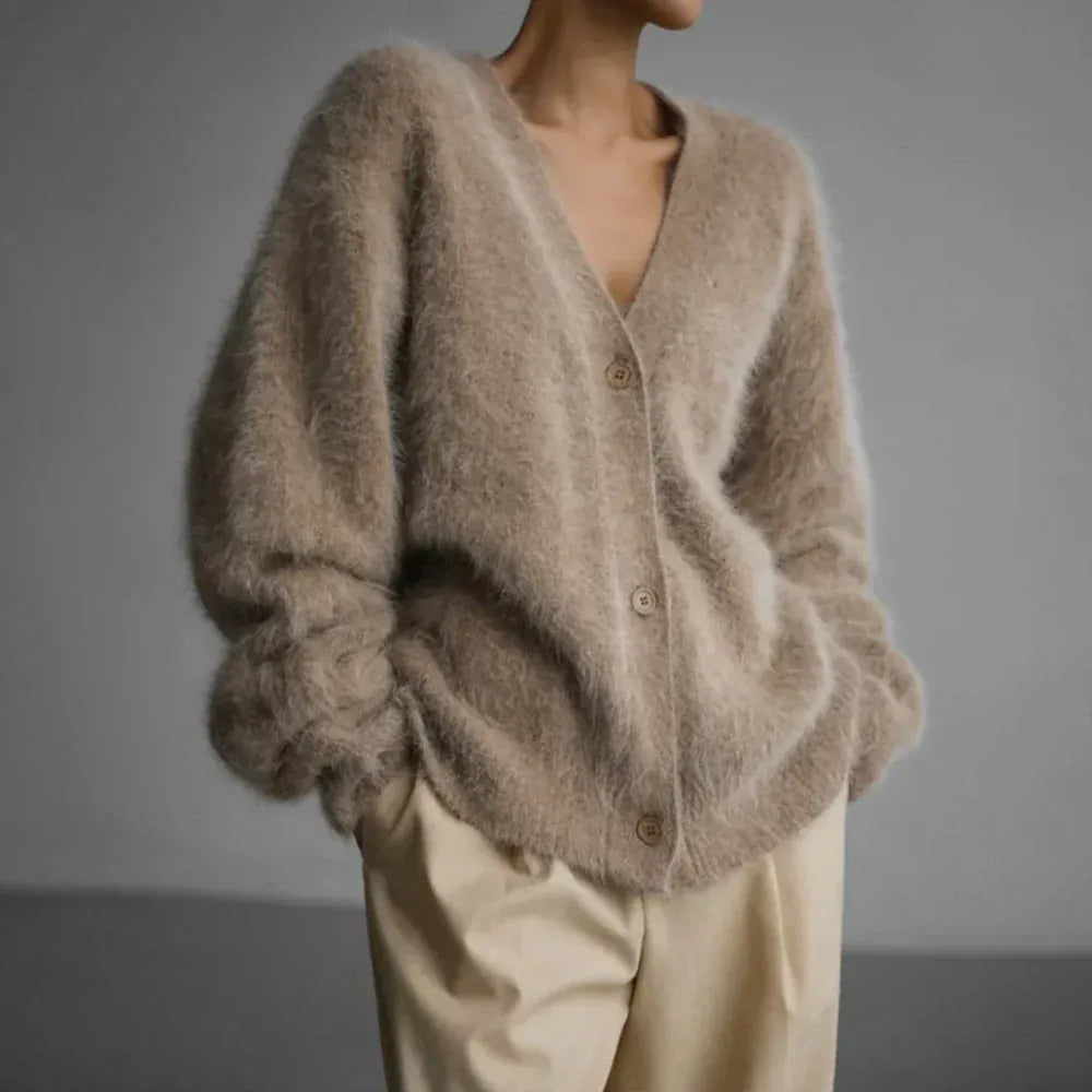 Velira Knitwear & Tops Kreminė / XS Veronos ilgas rankovės mezgimo kardiganas