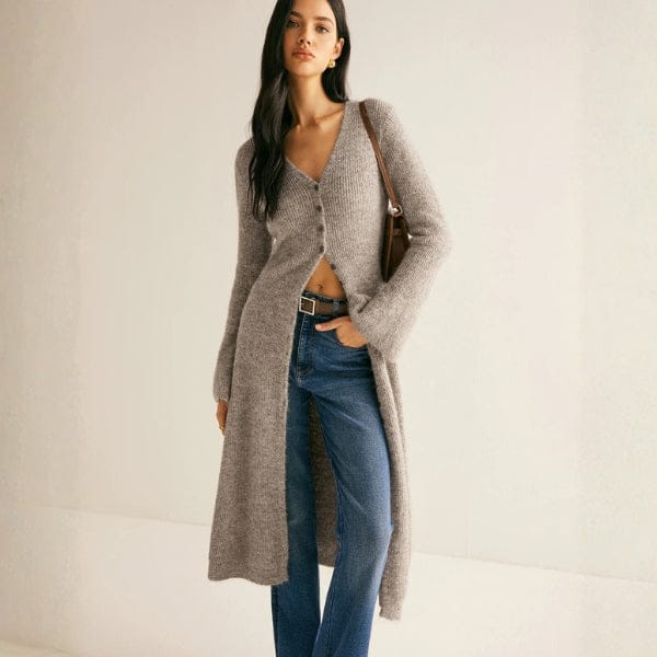 Velira Knitwear & Tops Kupranugario / S Florencijos mygtukų priekio ilgas megztinis kardiganas