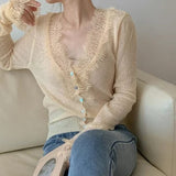 Velira Knitwear & Tops Paryžiaus nėriniuotas, raštuotas kardiganas