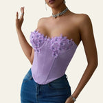 Velira Knitwear & Tops Sorrento gėlių aplikacijos korseto viršus