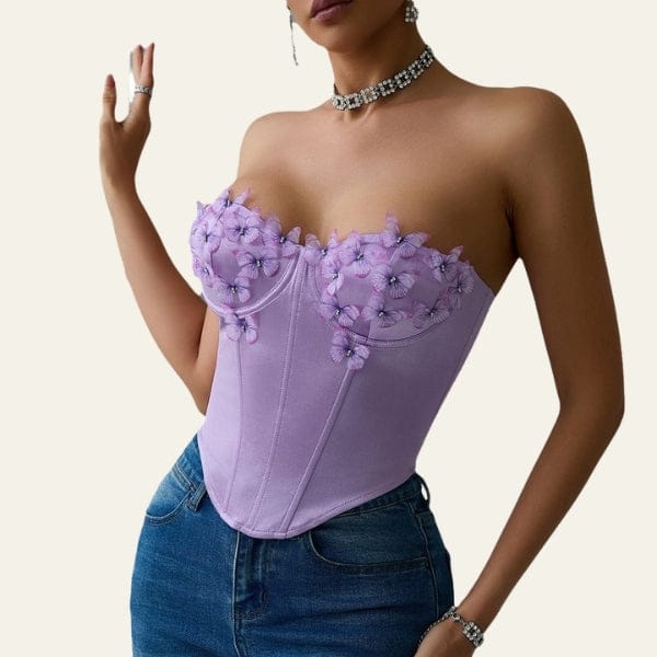 Velira Knitwear & Tops Sorrento gėlių aplikacijos korseto viršus