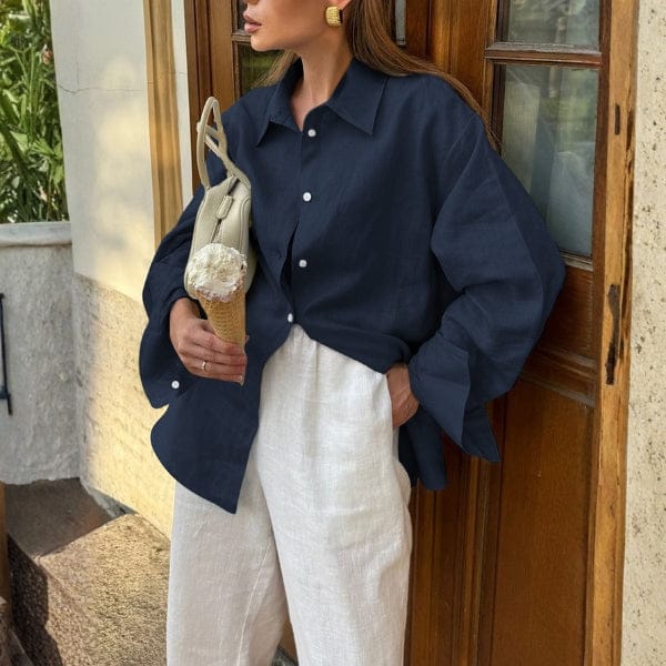 Velira Knitwear & Tops Tamsiai mėlyna / XS Kyoto Per didelis mygtukų marškiniai