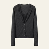 Velira Knitwear & Tops Tamsiai pilka / S Paryžiaus nėriniuotas mygtukų kardiganas