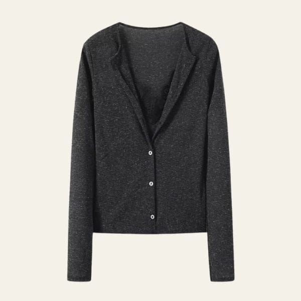 Velira Knitwear & Tops Tamsiai pilka / S Paryžiaus nėriniuotas mygtukų kardiganas
