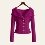 Velira Knitwear & Tops Violetinė / S Kensington Ribbų Mygtukų Megztinis