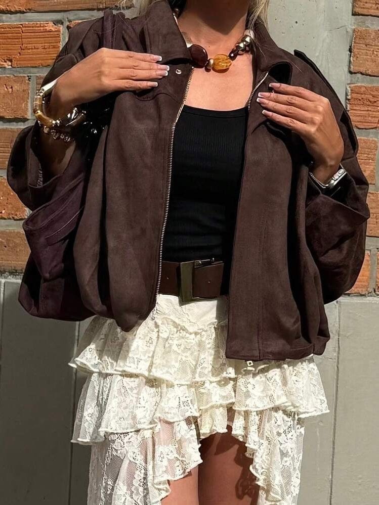 Velira Lara | Suede Bomber Jacket Lara | Suede Bomber Striukė