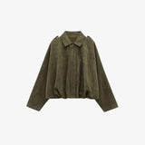 Velira Lara | Suede Bomber Jacket Žalia / S Lara | Suede Bomber Striukė
