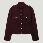 Velira Lilly | Burgundy Cropped Jacket with Gold Buttons Bordo / XS Lilly | Bordo trumpa striukė su auksiniais mygtukais