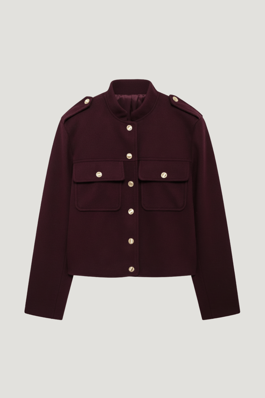 Velira Lilly | Burgundy Cropped Jacket with Gold Buttons Bordo / XS Lilly | Bordo trumpa striukė su auksiniais mygtukais