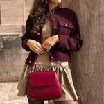 Velira Lilly | Burgundy Cropped Jacket with Gold Buttons Lilly | Bordo trumpa striukė su auksiniais mygtukais
