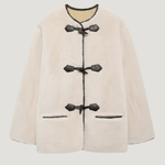 Velira Liz | Faux Shearling Toggle Coat Bežinė / XS Liz | Dirbtinio avikailio paltas