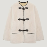 Velira Liz | Faux Shearling Toggle Coat Bežinė / XS Liz | Dirbtinio avikailio paltas