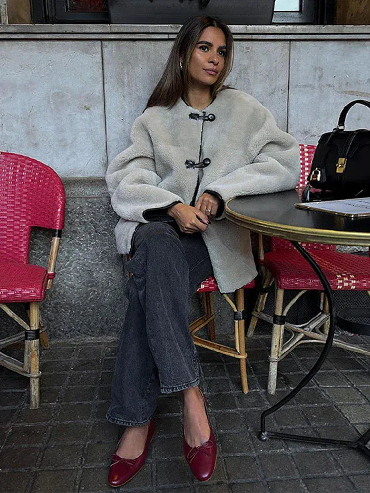 Velira Liz | Faux Shearling Toggle Coat Liz | Dirbtinio avikailio paltas