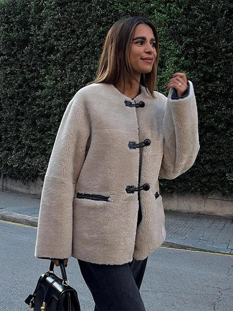 Velira Liz | Faux Shearling Toggle Coat Liz | Dirbtinio avikailio paltas
