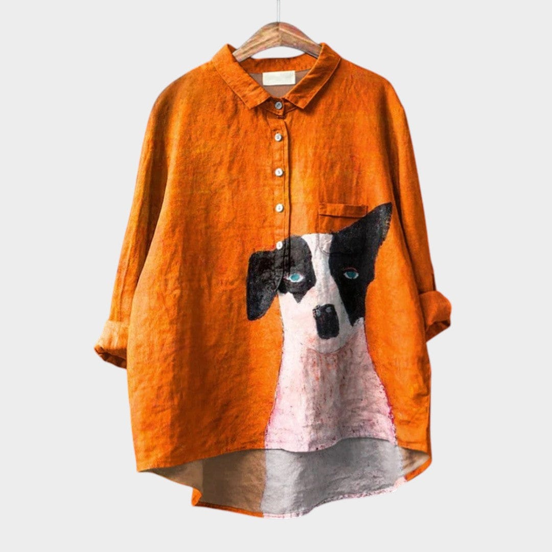 Velira Marisol™ | Laikina lino blusa su raštu