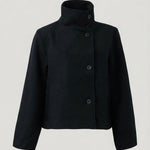 Velira Martha | High-Neck Buttoned Pea Coat Juoda / S Martha | Aukštos kaklo mygtukinė žieminė striukė