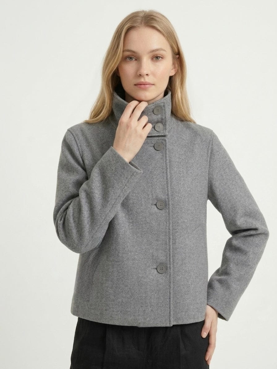 Velira Martha | High-Neck Buttoned Pea Coat Martha | Aukštos kaklo mygtukinė žieminė striukė