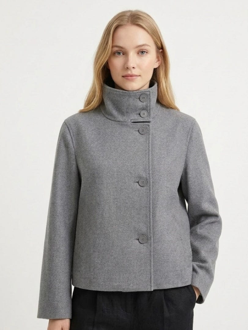 Velira Martha | High-Neck Buttoned Pea Coat Martha | Aukštos kaklo mygtukinė žieminė striukė