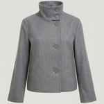 Velira Martha | High-Neck Buttoned Pea Coat Pilka / S Martha | Aukštos kaklo mygtukinė žieminė striukė