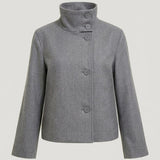 Velira Martha | High-Neck Buttoned Pea Coat Pilka / S Martha | Aukštos kaklo mygtukinė žieminė striukė