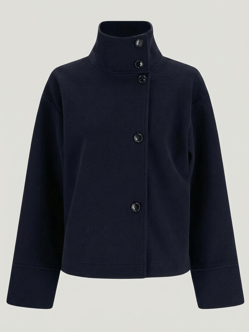 Velira Martha | High-Neck Buttoned Pea Coat Tamsiai mėlyna / S Martha | Aukštos kaklo mygtukinė žieminė striukė