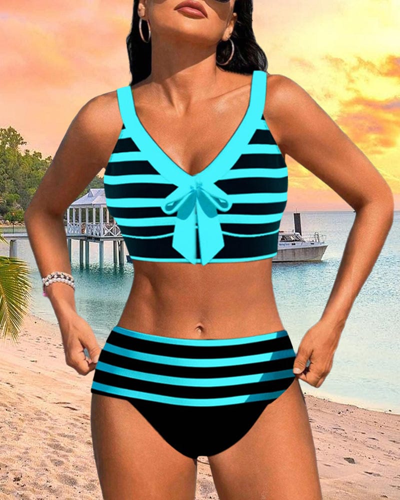 Velira Martina™ | Aukšto liemens juostuotas bikinis