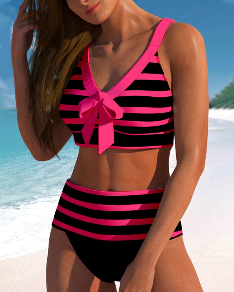 Velira Martina™ | Aukšto liemens juostuotas bikinis