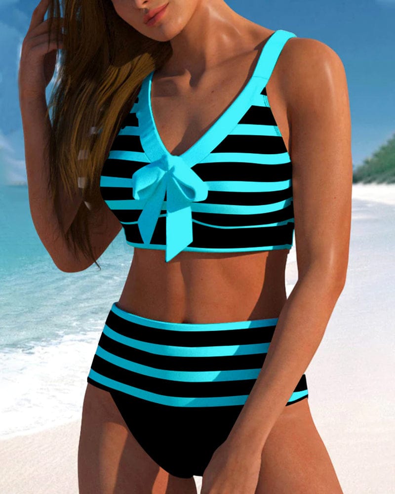 Velira Martina™ | Aukšto liemens juostuotas bikinis