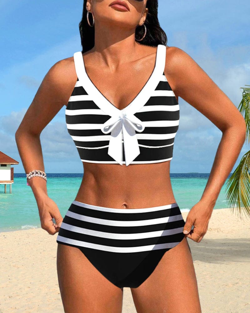 Velira Martina™ | Aukšto liemens juostuotas bikinis