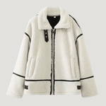 Velira Mathilda | Faux Shearling Zip-Up Jacket S / Balta Mathilda | Dirbtinio avikailio užtrauktukas
