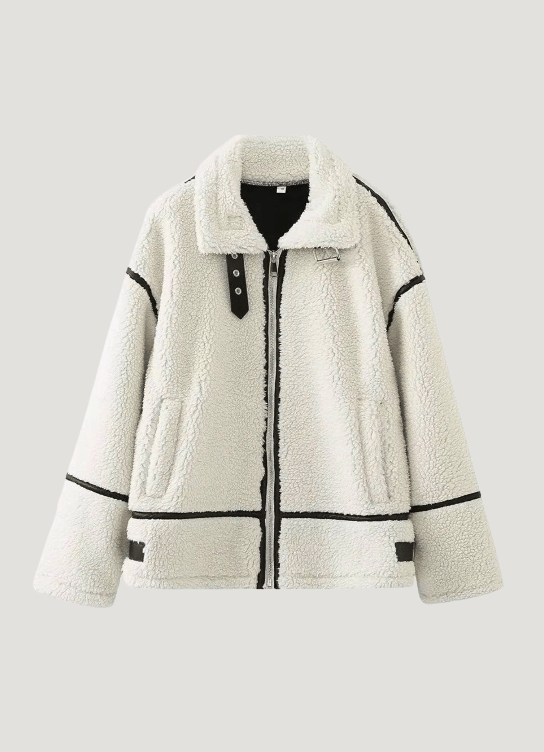 Velira Mathilda | Faux Shearling Zip-Up Jacket S / Balta Mathilda | Dirbtinio avikailio užtrauktukas
