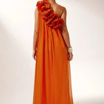 Velira Maxi Dress Asimetrinė vieno peties gėlėta vakarinė suknelė