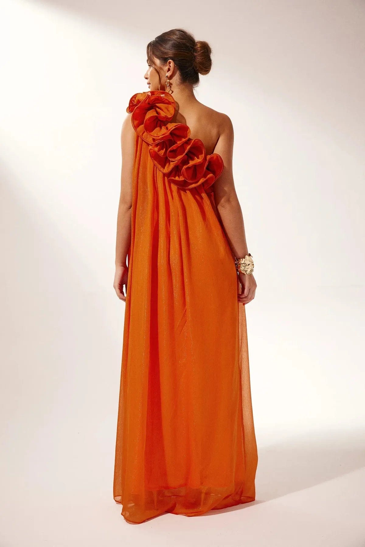 Velira Maxi Dress Asimetrinė vieno peties gėlėta vakarinė suknelė